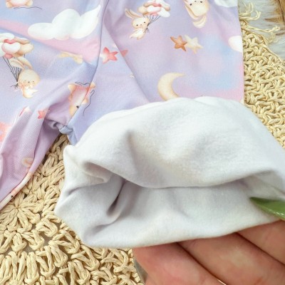 Conj. Body Manga Longa e Calça em Malha Térmica com Proteção UV50+- Coelhinha com Estrelinhas 